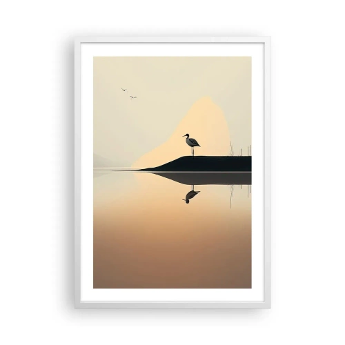 Plakat w białej ramie - Pan na jeziorze - 50x70 cm