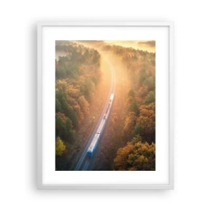 Plakat w białej ramie - Jesienna podróż - 40x50 cm