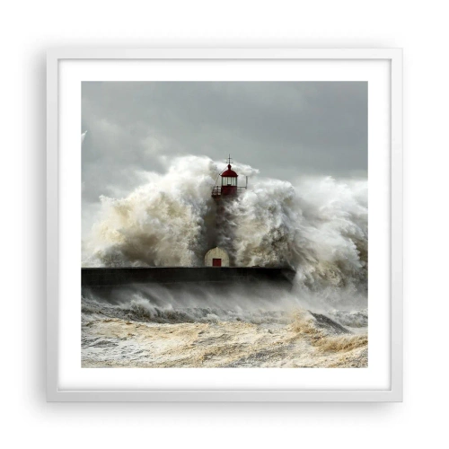 Plakat w białej ramie - Gniew oceanu - 50x50 cm