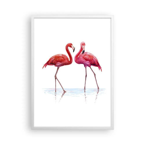 Plakat w białej ramie - Różowe randez-vous - 50x70 cm