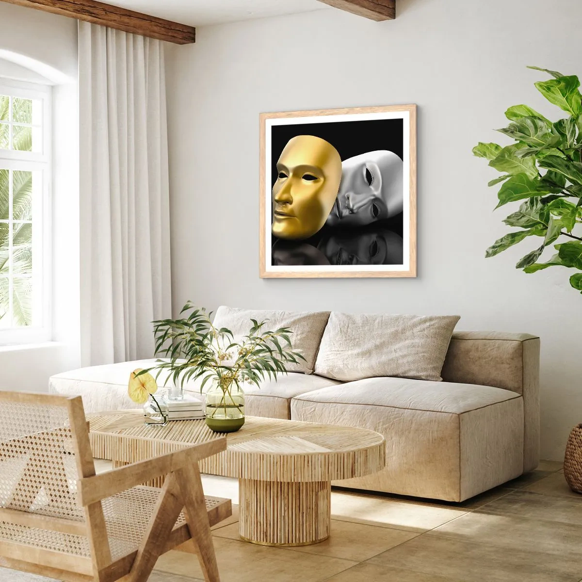 Plakat w ramie jasny dąb - Życie to jest teatr - 40x40 cm