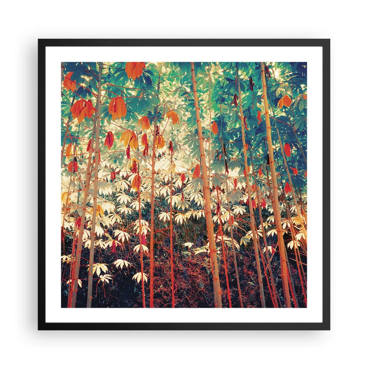 Plakat w czarnej ramie - Tajemne życie liści - 60x60 cm