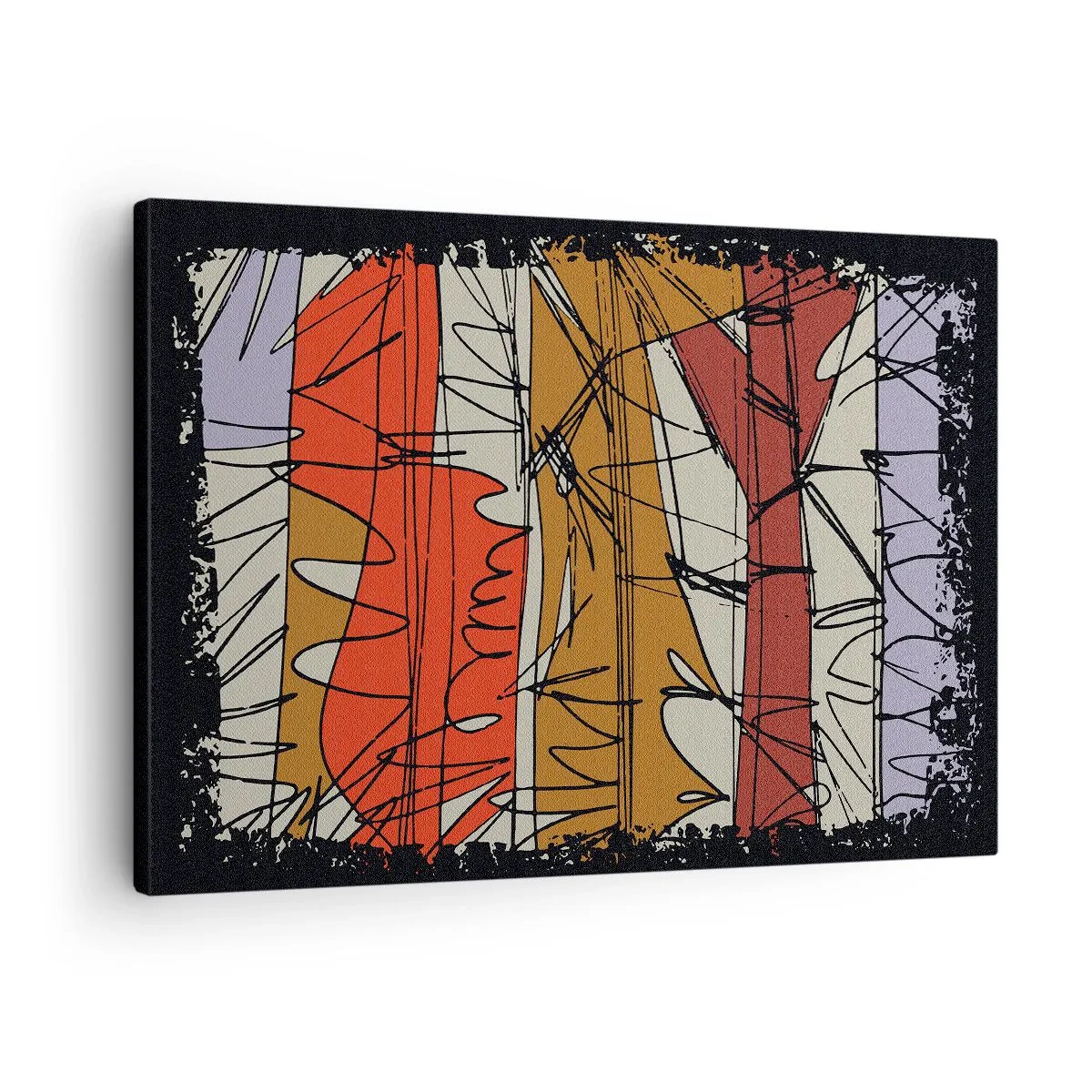 Obraz na płótnie - Abstrakcyjna kompozycja w intensywnych kolorach - 70x50cm - Kompozycja spontaniczna - Nowoczesna dekoracja ścienna do salonu i sypialni ARTTOR
