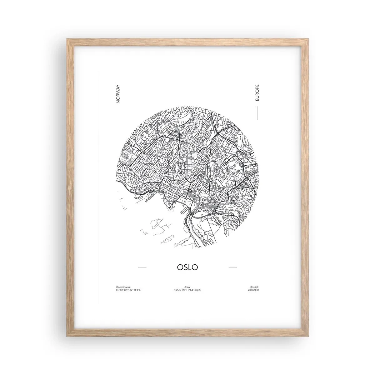 Plakat w ramie jasny dąb - Anatomia Oslo - 40x50 cm