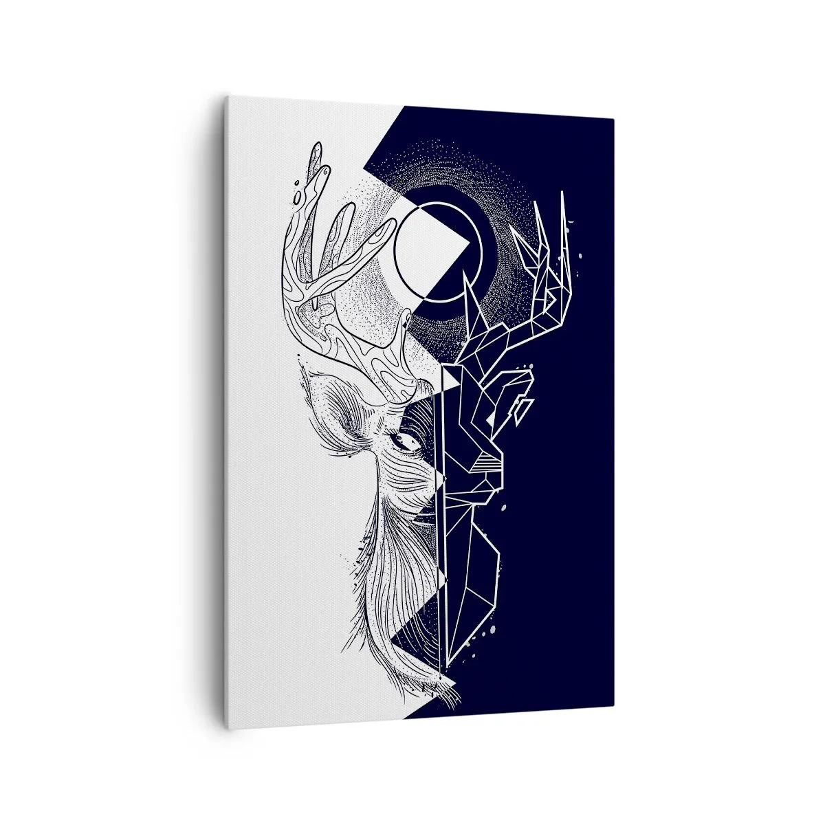 Obraz na płótnie - Geometria i natura w symbolicznej kompozycji - 70x100cm - Walka i jedność przeciwieństw - Nowoczesna dekoracja ścienna do salonu i sypialni ARTTOR