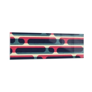 Obraz na szkle - Geometryczny wzór w stylu retro z pastelowymi barwami - 160x50cm - W głąb i do przodu - Nowoczesna dekoracja ścienna do salonu i sypialni ARTTOR