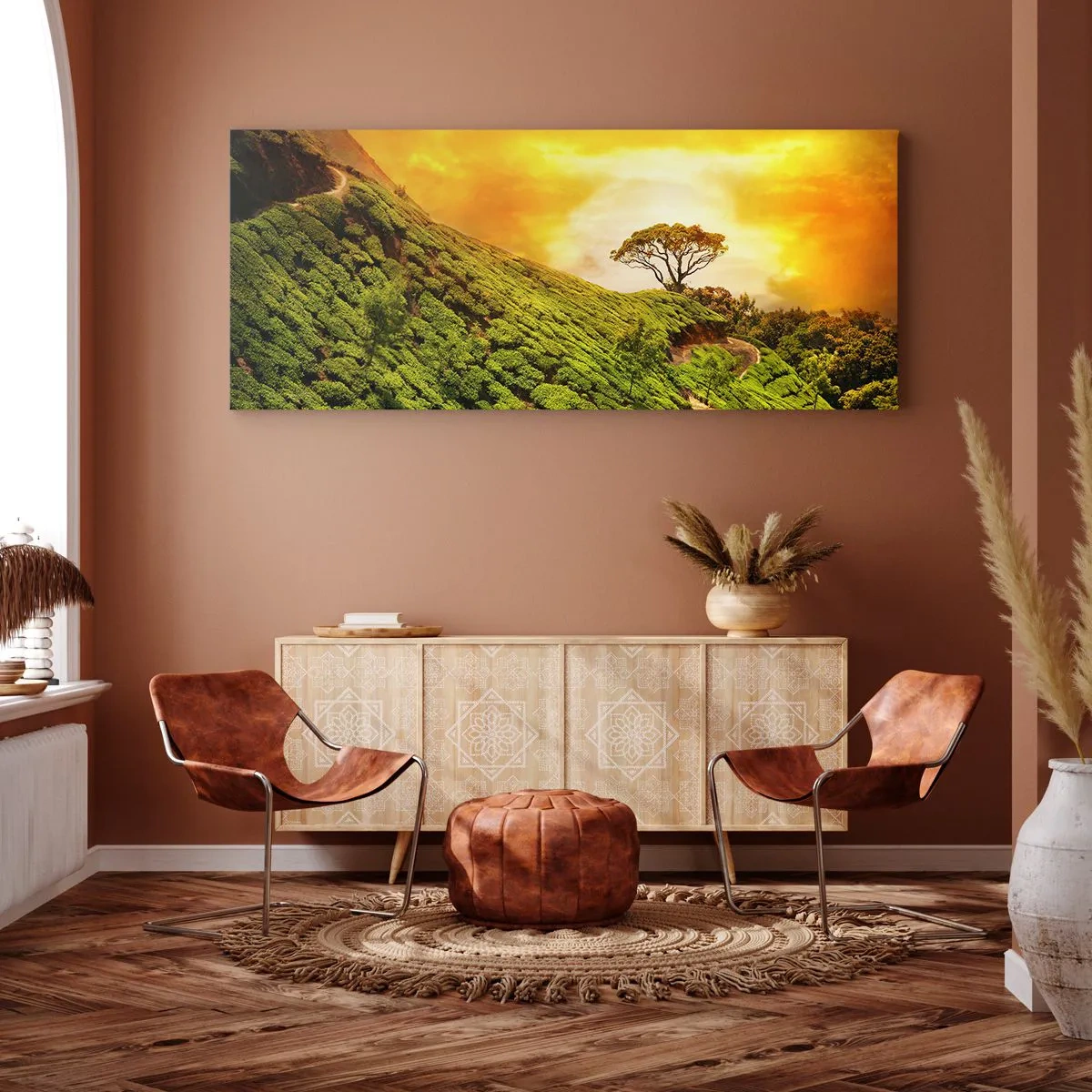 Obraz na płótnie - Krętą ścieżką, zielonym zboczem - 100x40 cm