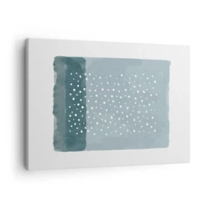 Obraz na płótnie - Minimalistyczny obraz w odcieniach błękitu z kropkami - 70x50cm - Wyrosłe na błękicie - Nowoczesna dekoracja ścienna do salonu i sypialni ARTTOR
