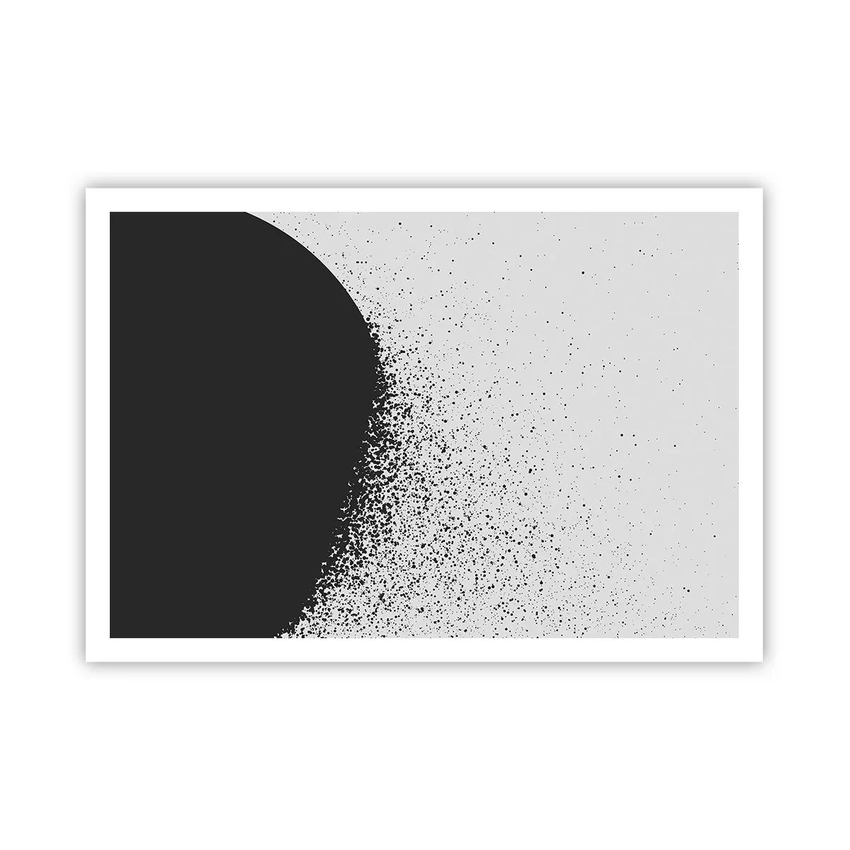 Plakat - Abstrakcyjny wzór z czarnymi cząstkami na jasnym tle - 100x70cm - Ruch cząsteczek - Nowoczesna dekoracja ścienna do salonu i sypialni ARTTOR
