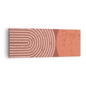 Obraz na płótnie - Geometryczne wzory w odcieniach terrakoty na vintage tle - 140x50cm - Bliska relacja - Nowoczesna dekoracja ścienna do salonu i sypialni ARTTOR