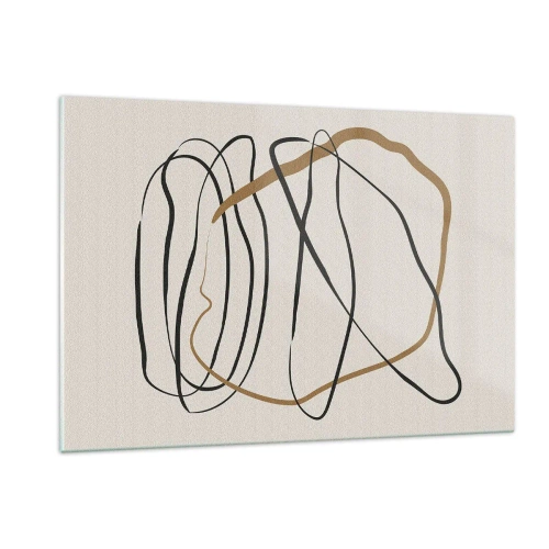 Obraz na szkle - Ekspresyjna kompozycja linii w czerni i brązie na jasnym tle - 120x80cm - Kompozycja – taniec opętaniec - Nowoczesna dekoracja ścienna do salonu, kuchni i sypialni ARTTOR