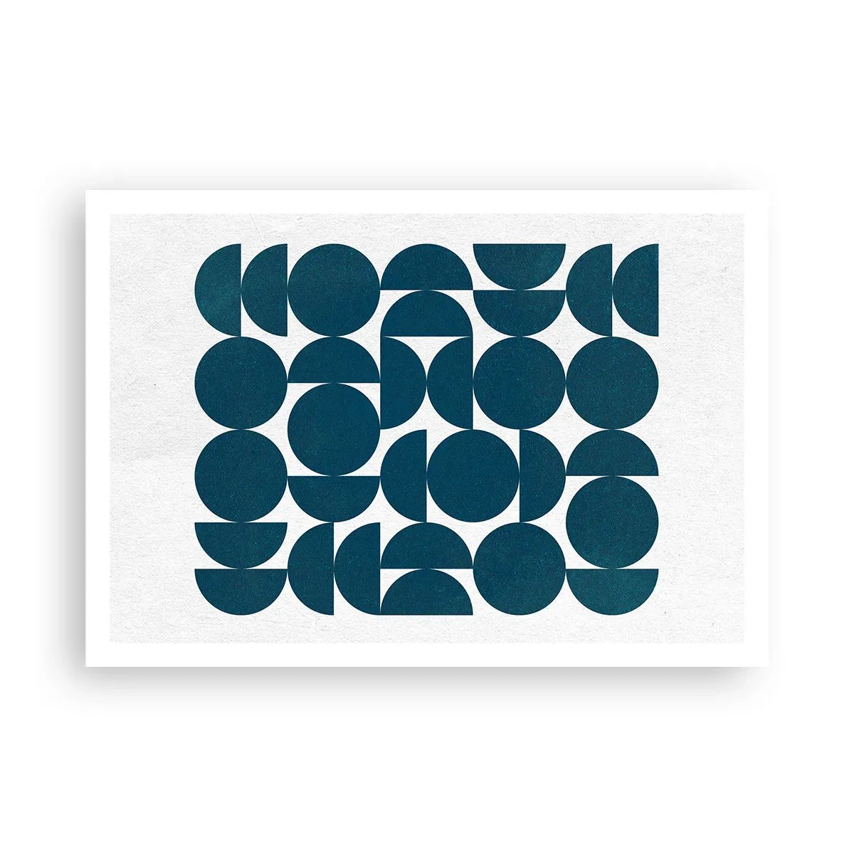 Plakat - Geometryczne kształty w odcieniach granatu na białym tle - 100x70cm - Koła i półkola - Nowoczesna dekoracja ścienna do salonu i sypialni ARTTOR