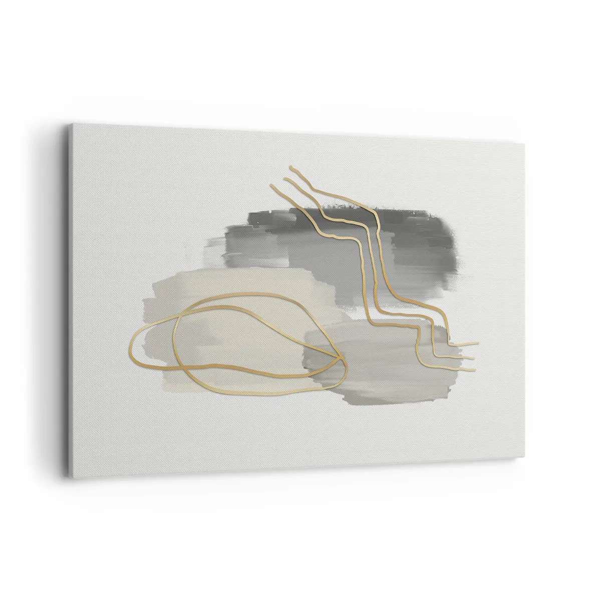 Obraz na płótnie - Abstrakcyjne złote linie na szarym tle - 120x80cm - Trwanie i ruch - Nowoczesna dekoracja ścienna do salonu, kuchni i sypialni ARTTOR