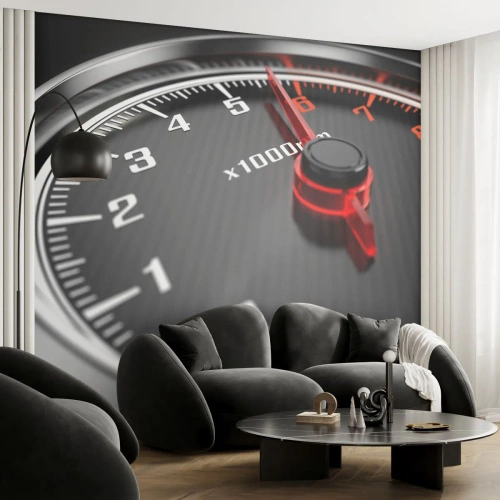 Fototapeta Premium Sand - Zbliżenie na nowoczesny obrotomierz samochodowy - 100x70cm - Gaz do dechy - Nowoczesna dekoracja ścienna do salonu, kuchni i sypialni ARTTOR