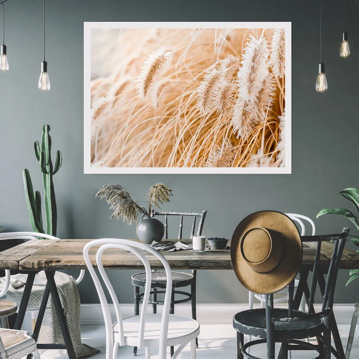 Plakat - Zbliżenie na złote, delikatne trawy w promieniach słońca - 100x70cm - Złoty szelest traw - Nowoczesna dekoracja ścienna do salonu i sypialni ARTTOR