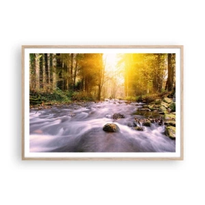 Plakat w ramie jasny dąb - Malachit w srebrno-złotej oprawie - 100x70 cm