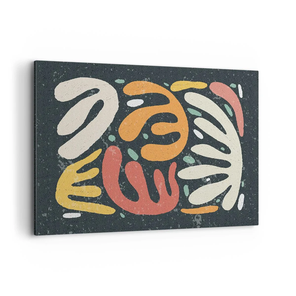 Obraz na płótnie - Abstrakcyjne kształty w ciepłych kolorach na ciemnym tle - 100x70cm - Kompozycja – zaraz cię schwytam - Nowoczesna dekoracja ścienna do salonu, kuchni i sypialni ARTTOR