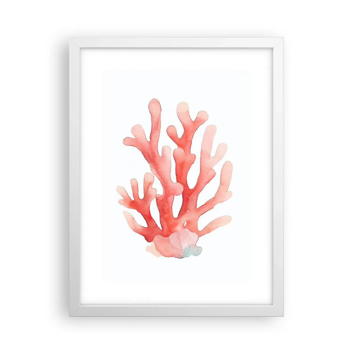 Plakat w białej ramie - Koral koloru koralowego - 30x40 cm