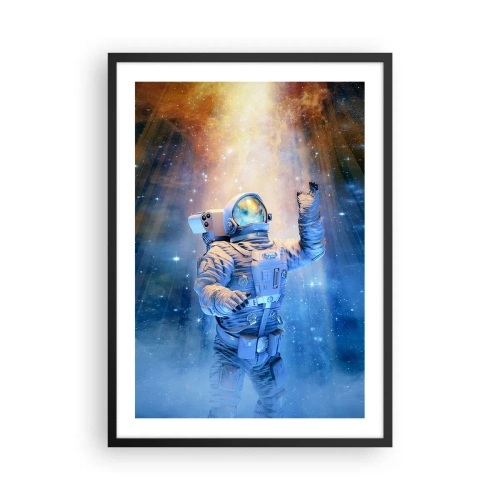 Plakat w czarnej ramie - Astronauta w świetle gwiazd i galaktyk w kosmosie - 50x70cm - Wreszcie u celu - Nowoczesna dekoracja ścienna do salonu i sypialni ARTTOR
