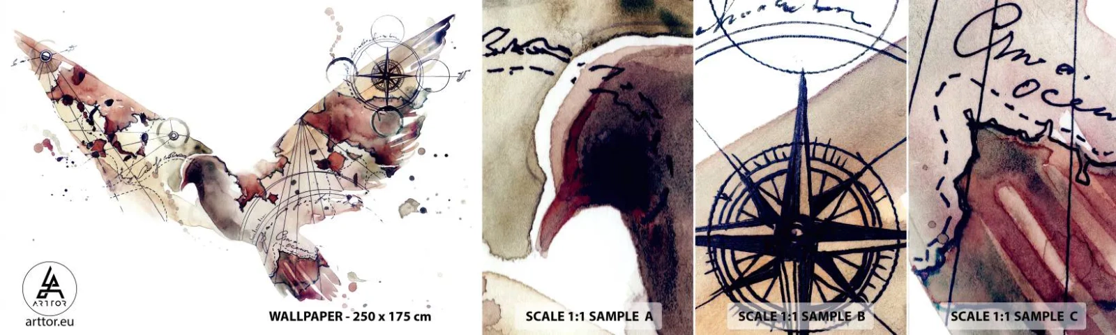 Fototapeta Próbka Samoprzylepna Deluxe Sticker - Napowietrzny wędrowiec - Ptaki, Gołąb, Abstrakcja - 100x30 cm