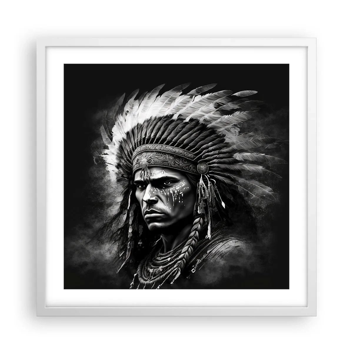 Plakat w białej ramie - Wódz i wojownik - 50x50 cm