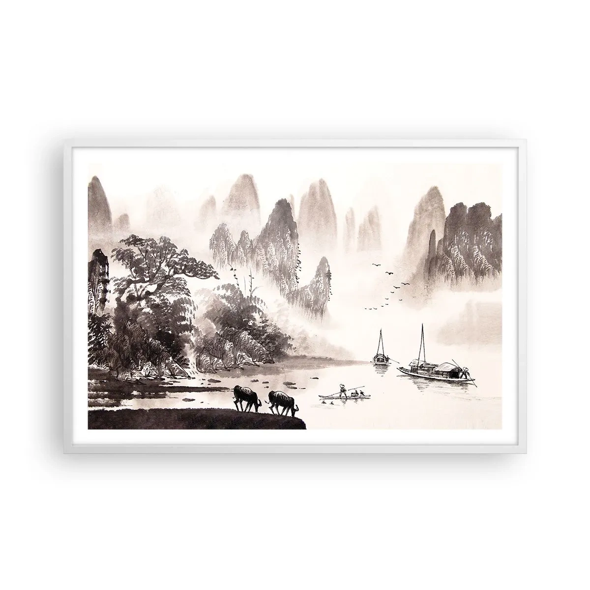 Plakat w białej ramie - Egzotyczna codzienność Wschodu - 91x61 cm