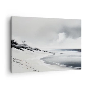 Obraz na płótnie - Od zawsze razem - Plaża w stonowanych odcieniach szarości i błękitu - 70x50cm