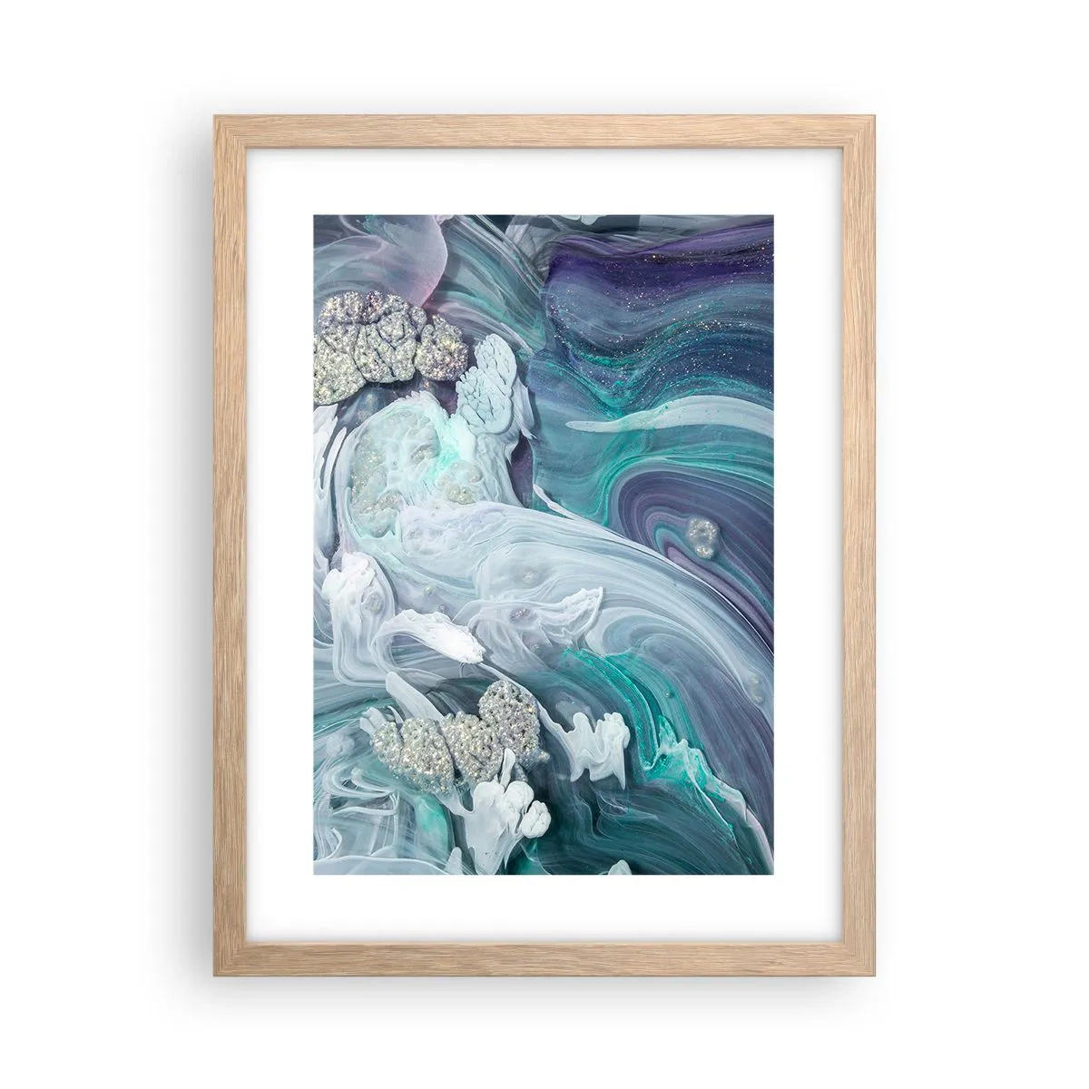 Plakat w ramie jasny dąb - Nurty błękitu - 30x40 cm