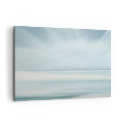Obraz na płótnie - Minimalistyczny pejzaż w delikatnych odcieniach błękitu - 100x70cm - Spokój aż po horyzont - Nowoczesna dekoracja ścienna do salonu, kuchni i sypialni ARTTOR
