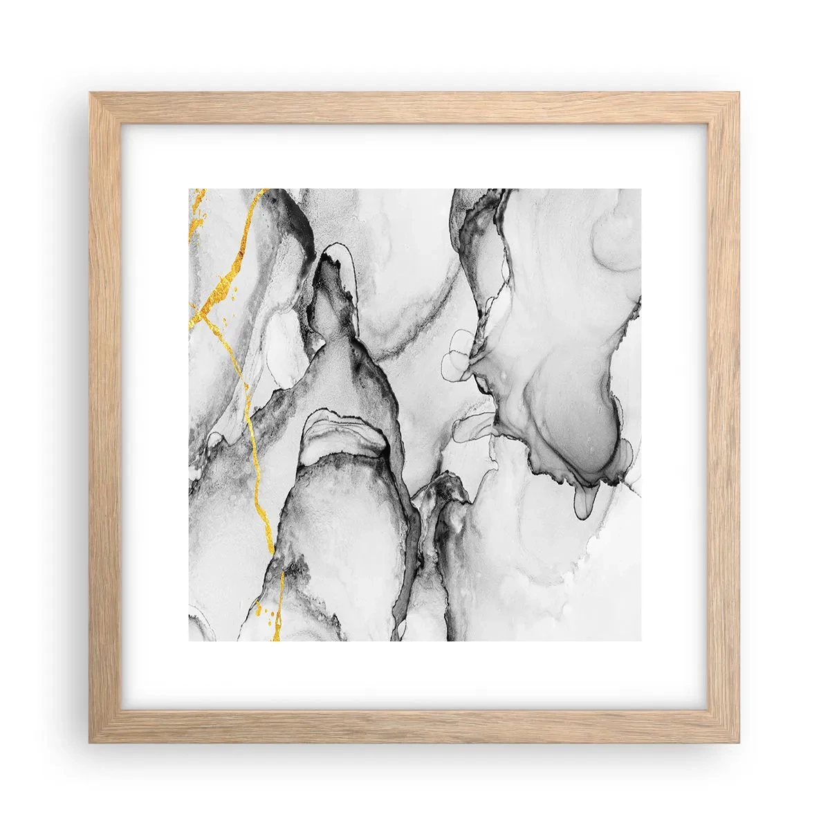 Plakat w ramie jasny dąb - Kompozycja z motywem złota - 30x30 cm