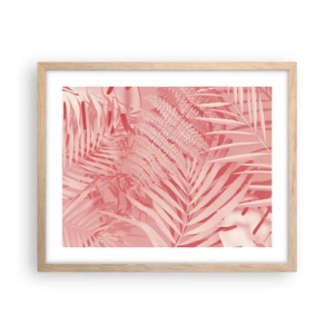 Plakat w ramie jasny dąb - Różowy koncept - 50x40 cm