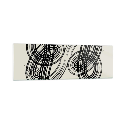 Obraz na szkle - Abstrakcyjne, czarne linie na jasnym tle w stylu awangardowym - 160x50cm - Wyszło spontanicznie - Nowoczesna dekoracja ścienna do salonu i sypialni ARTTOR