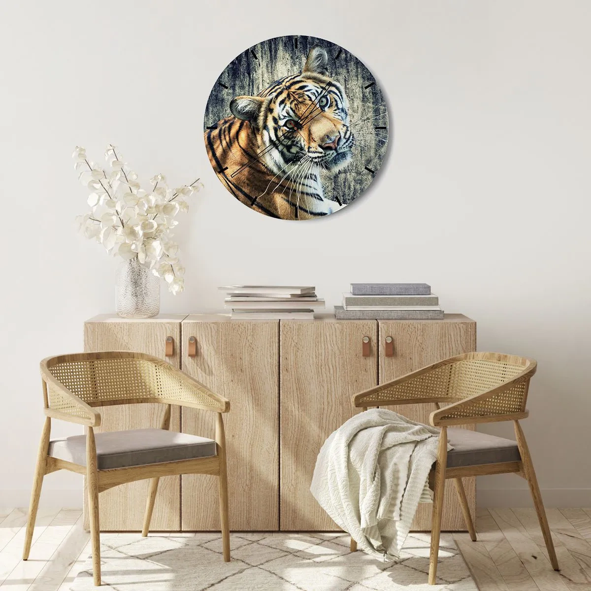 Zegar ścienny - Portret w strugach światła - 40x40 cm