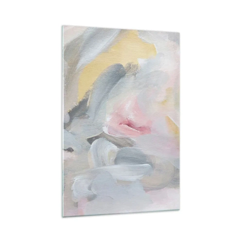 Obraz na szkle - Abstrakcyjne pastelowe pociągnięcia w odcieniach różu i szarości - 70x100cm - W pastelowym świecie - Nowoczesna dekoracja ścienna do salonu i sypialni ARTTOR