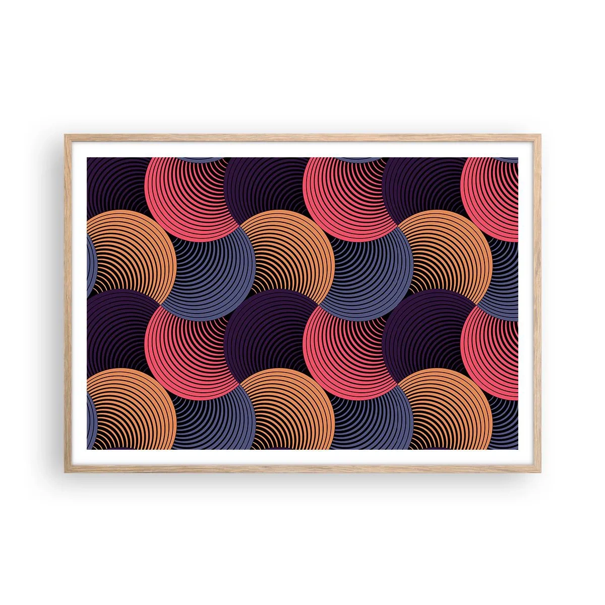 Plakat w ramie jasny dąb - W kolistym rytmie - 100x70 cm