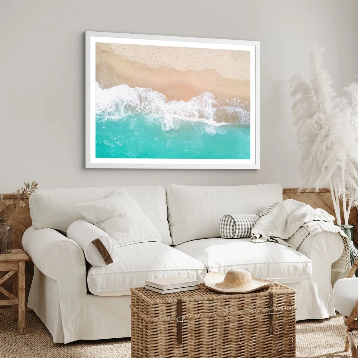 Plakat w białej ramie - Pieszczotliwy dotyk - 91x61 cm