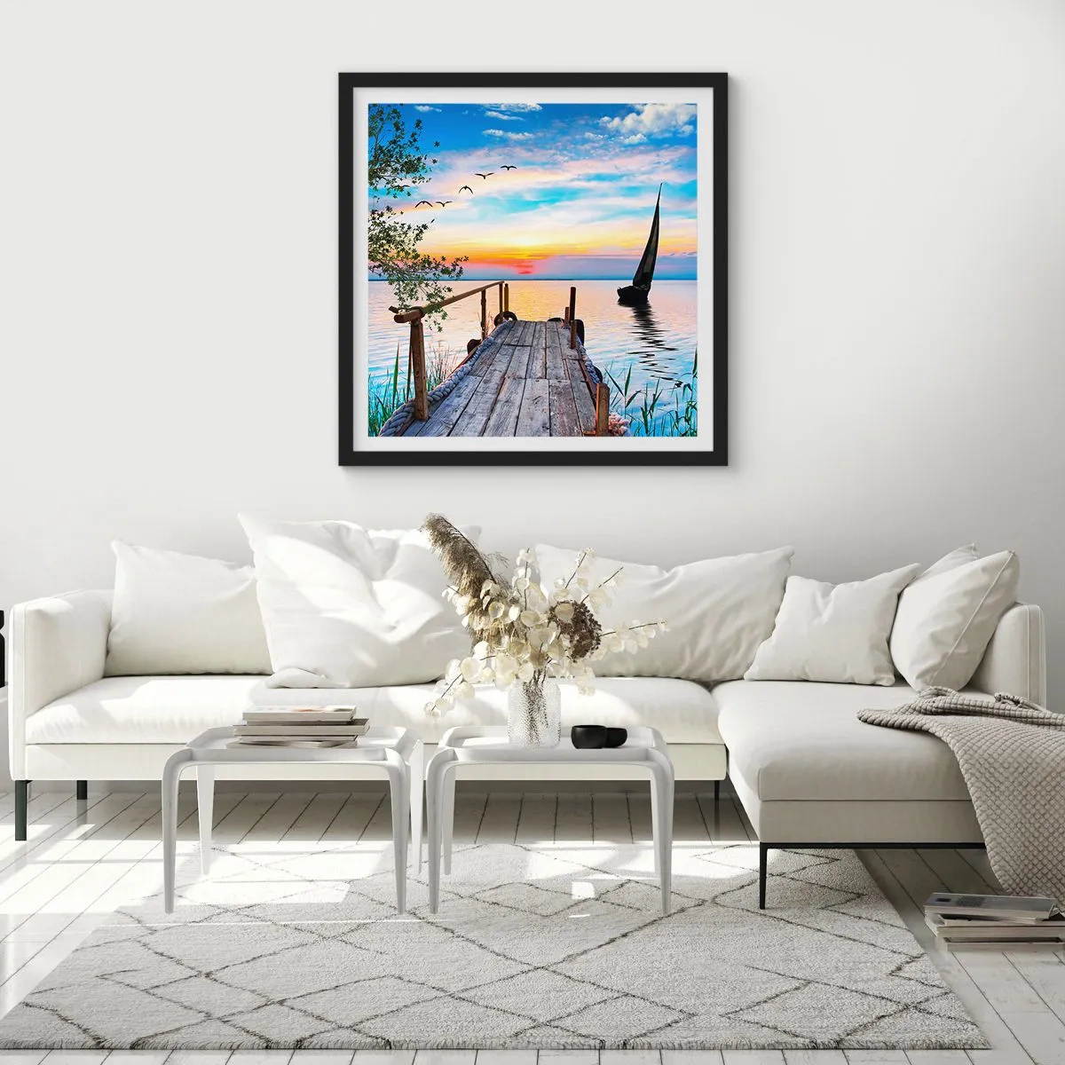 Plakat w czarnej ramie - Dobry wieczór - 40x40 cm