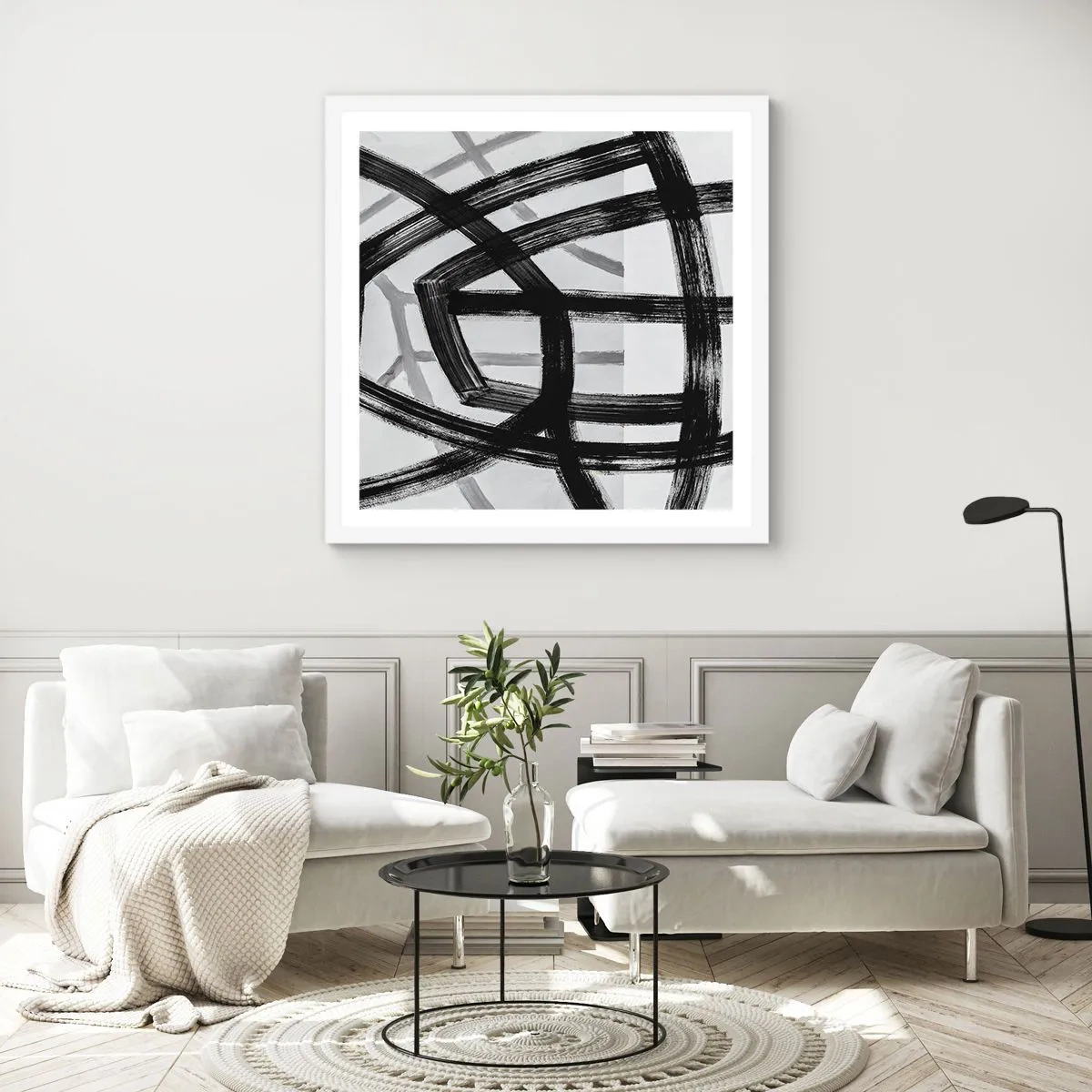 Plakat w białej ramie - Budowanie głębi - 60x60 cm