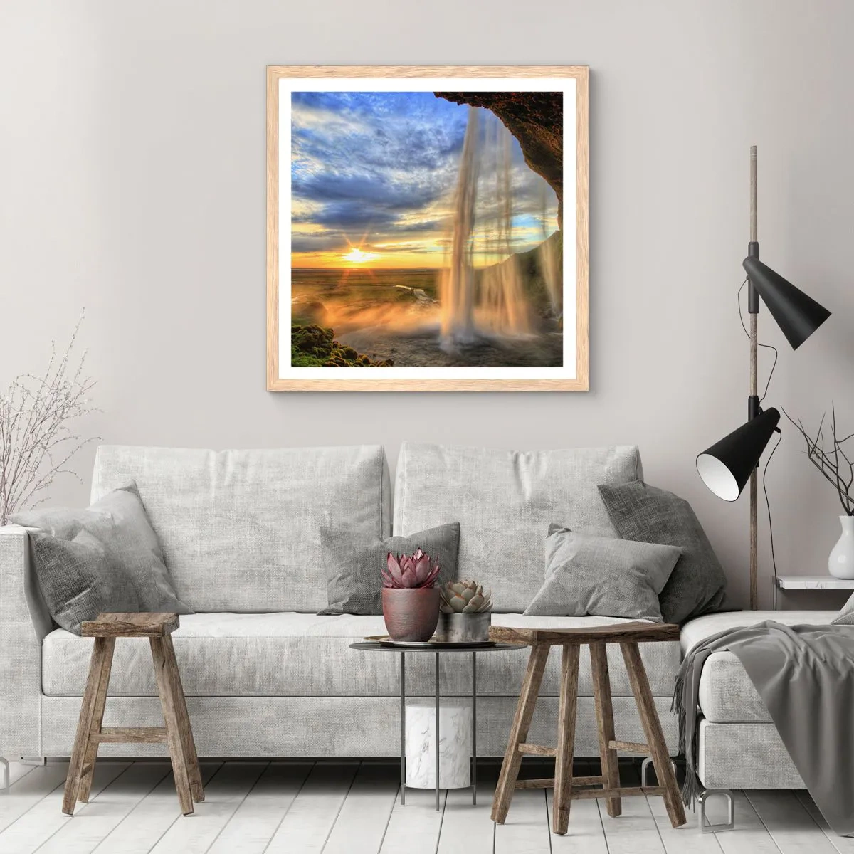 Plakat w ramie jasny dąb - Świat za zasłoną kropel - 30x30 cm