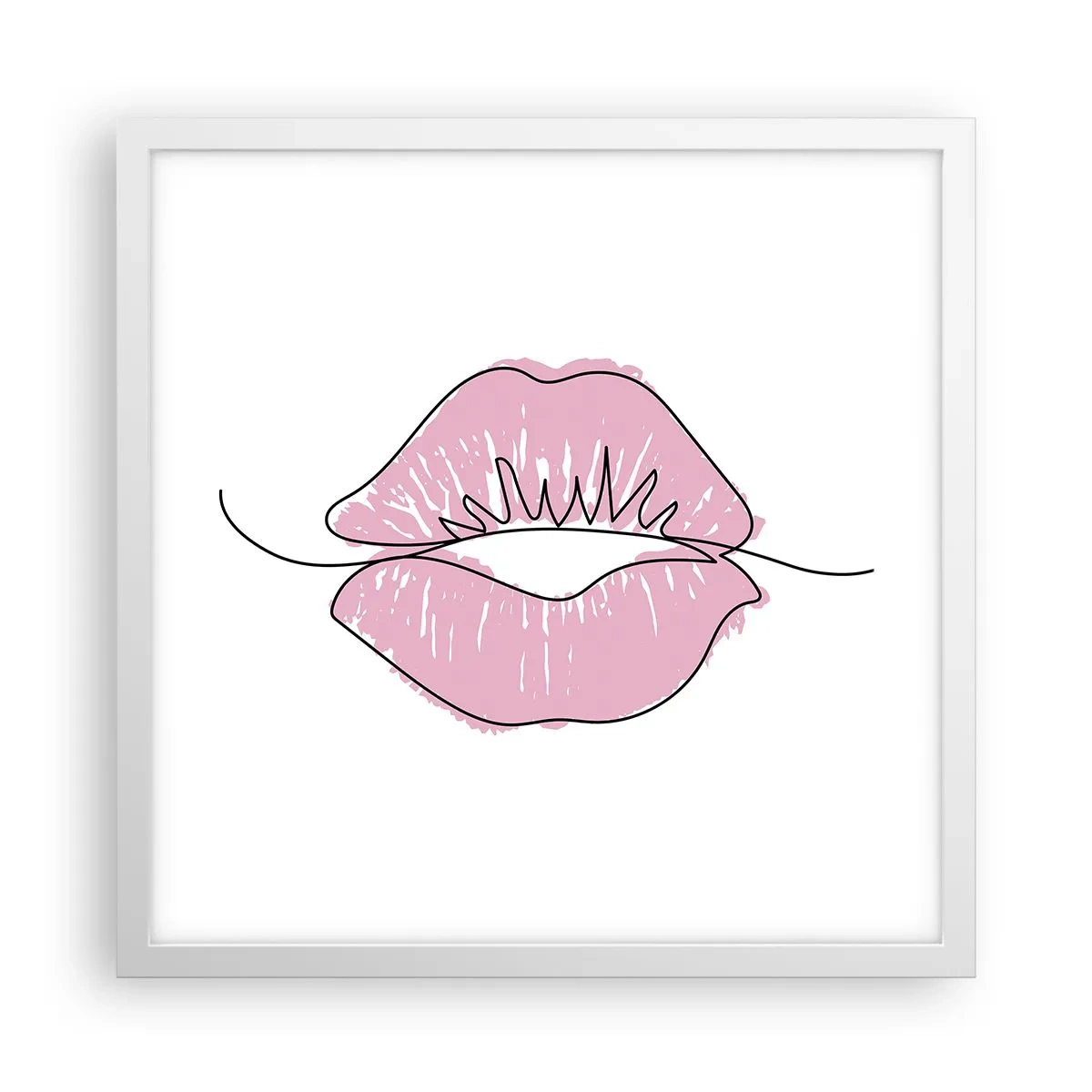 Plakat w białej ramie - Gotowy do pocałunku? - 40x40 cm