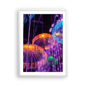 Plakat w białej ramie - Świetlna fontanna - 50x70 cm