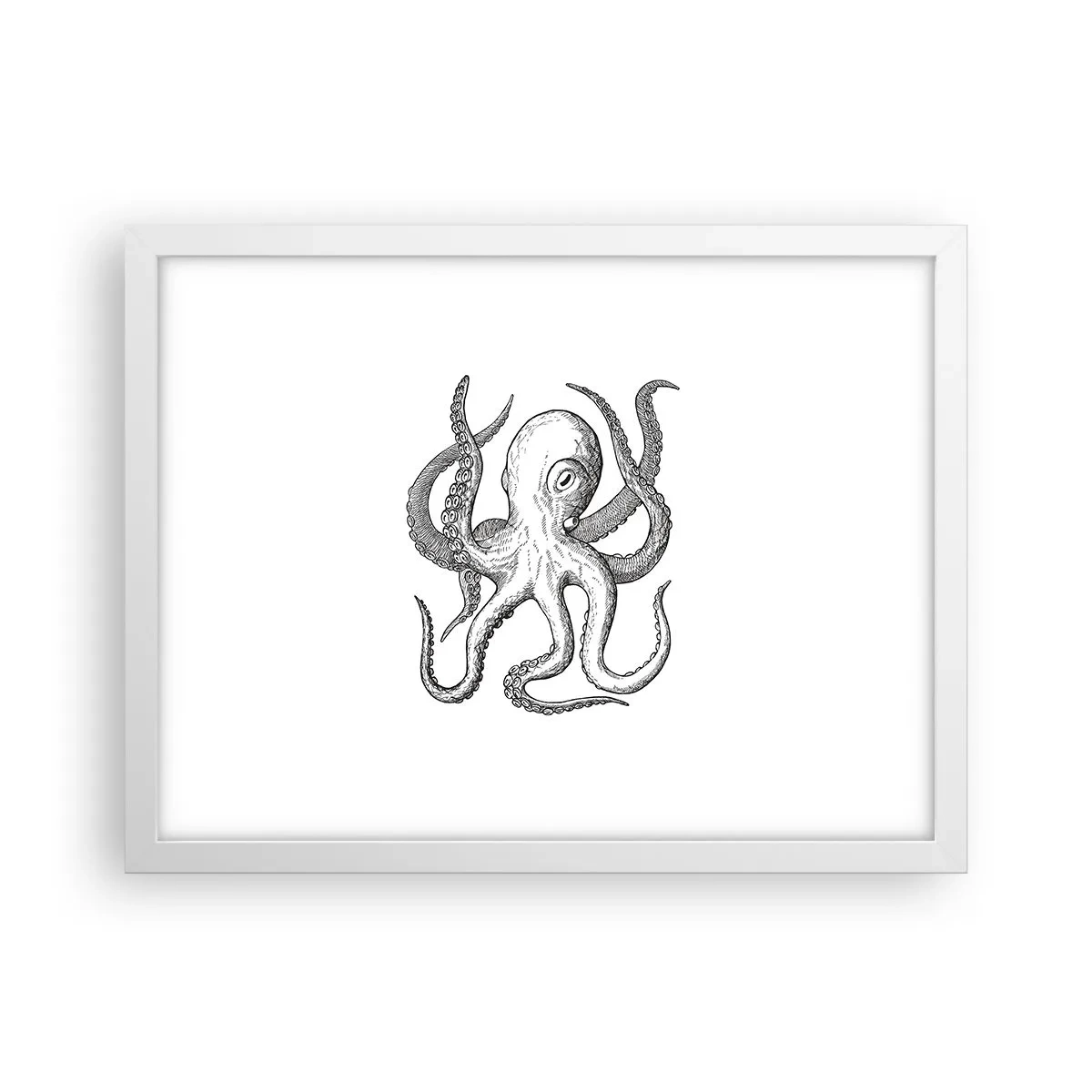 Plakat w białej ramie - Tańcząca z falami - 40x30 cm