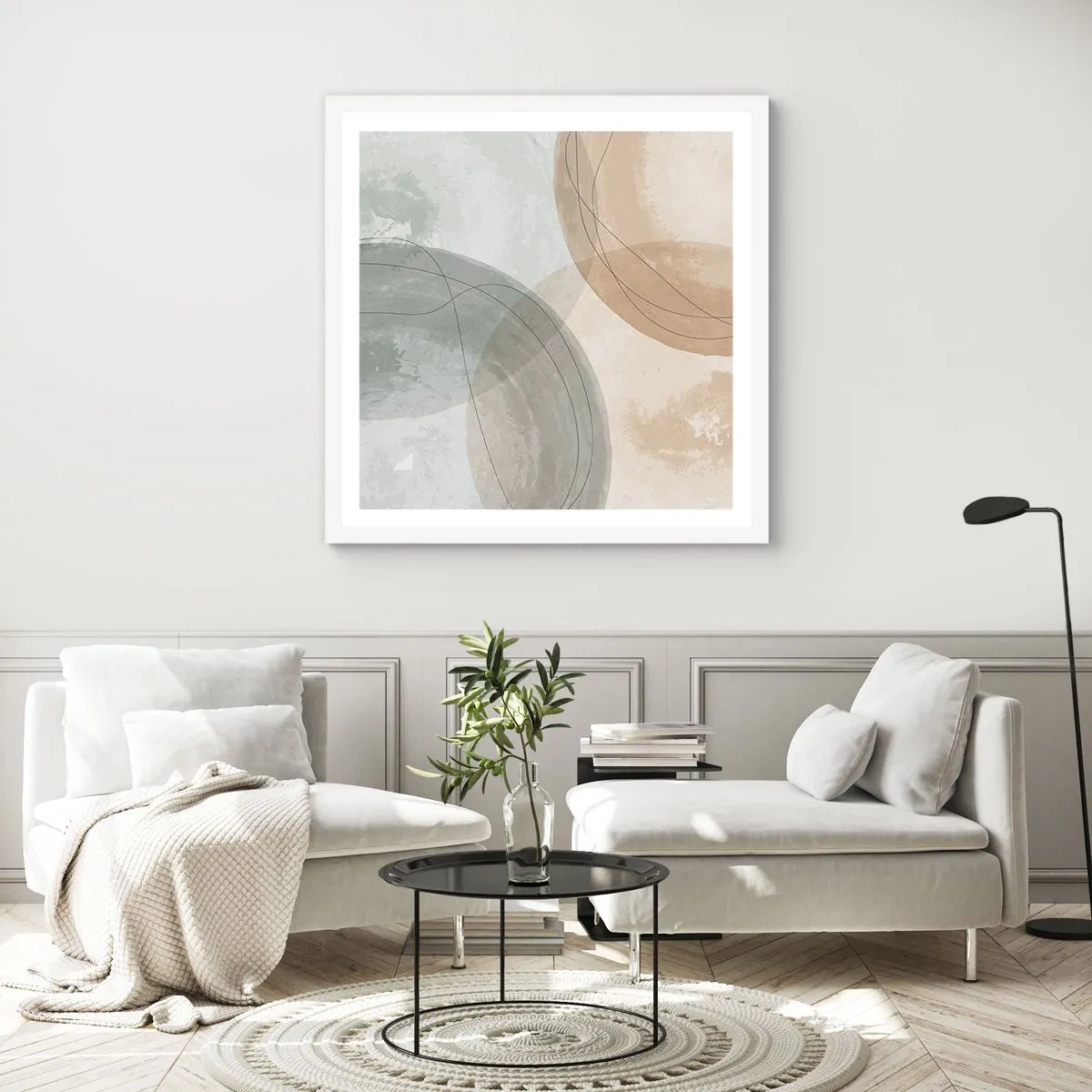 Plakat w białej ramie - Przenikanie światów - 50x50 cm