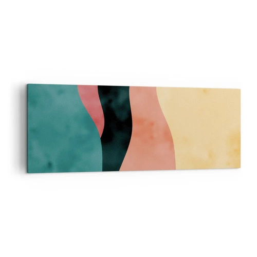 Obraz na płótnie - Abstrakcyjne fale w pastelowych barwach - 140x50cm - Zgodna niezgodność - Nowoczesna dekoracja ścienna do salonu i sypialni ARTTOR