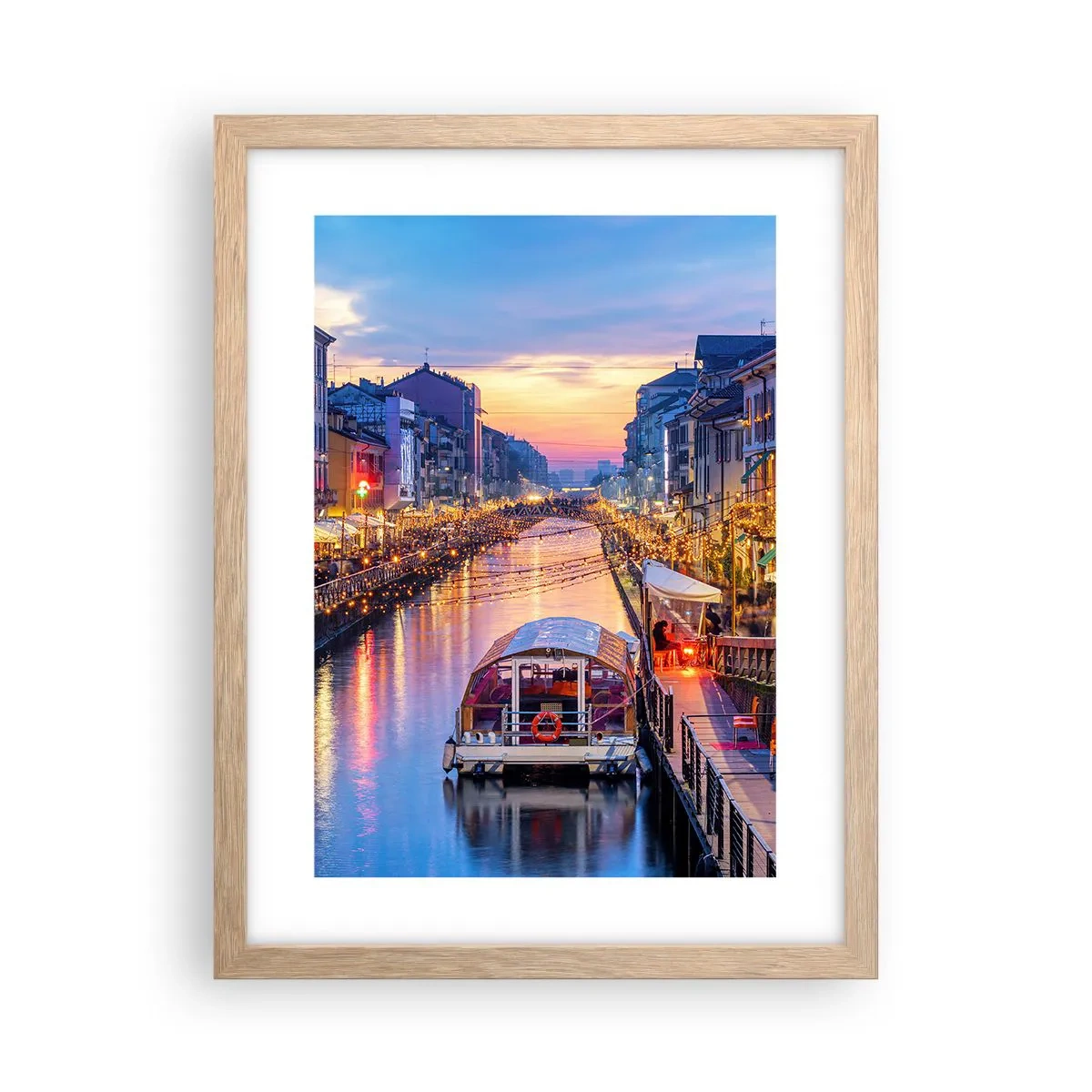 Plakat w ramie jasny dąb - Wieczór światła i zabawy - 30x40 cm