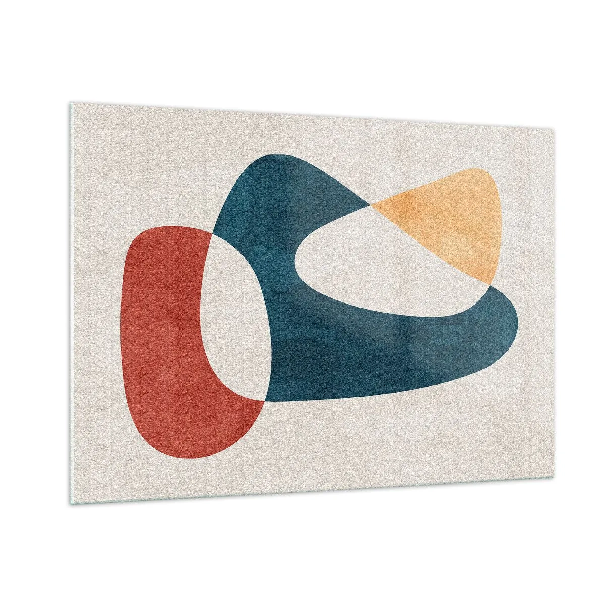 Obraz na szkle - Minimalistyczna abstrakcja w odcieniach czerwieni i granatu - 100x70cm - Wpływy i metamorfozy - Nowoczesna dekoracja ścienna do salonu, kuchni i sypialni ARTTOR