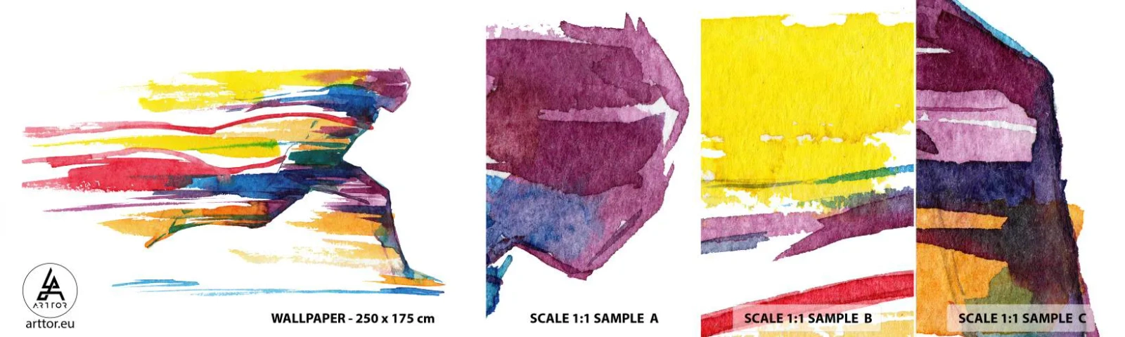 Fototapeta Próbka Samoprzylepna Deluxe Sticker - Bieg przez tęczę - Abstrakcja, Sport, Biegacz - 100x30 cm