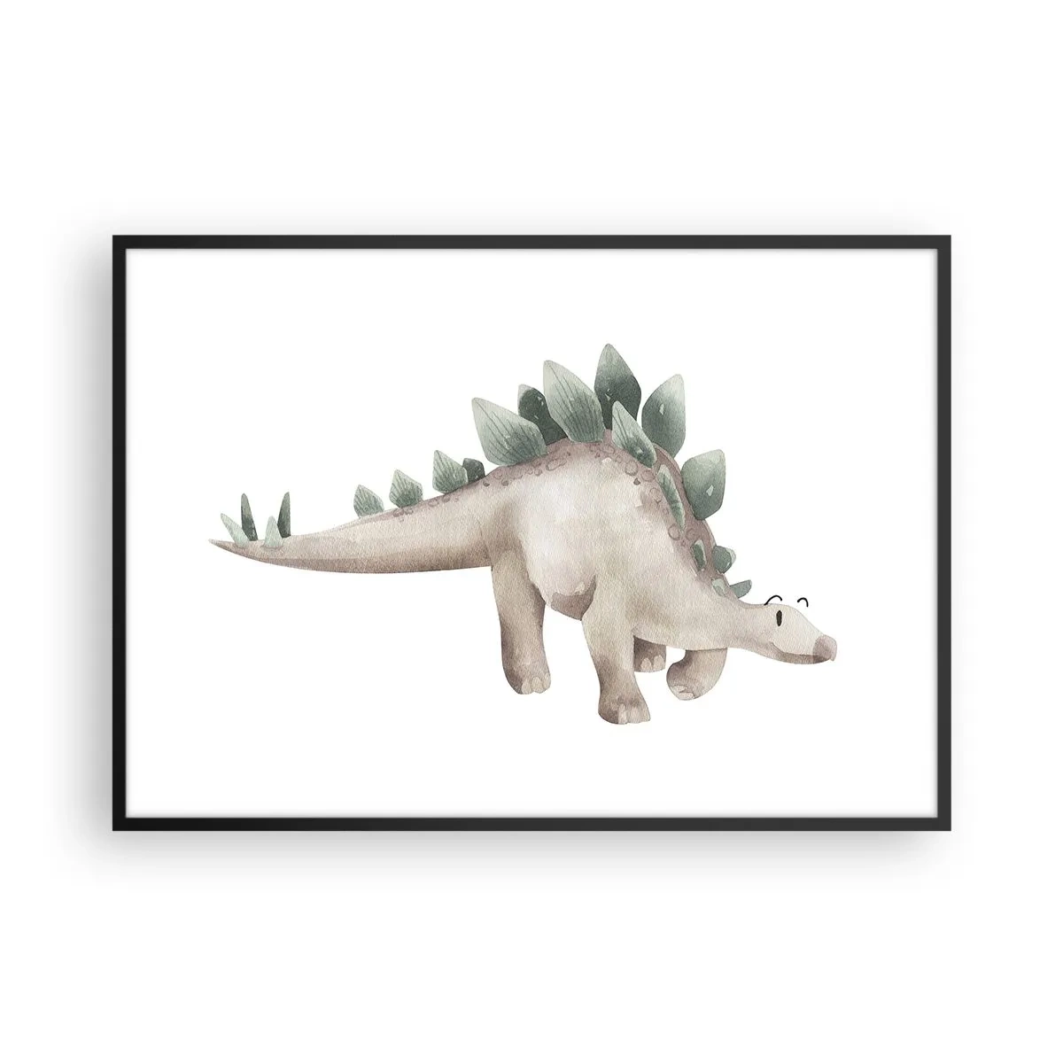 Plakat w czarnej ramie - Uroczy dinozaur w pastelowych kolorach - 100x70cm - Wasz przyjaciel - Nowoczesna dekoracja ścienna do salonu i sypialni ARTTOR