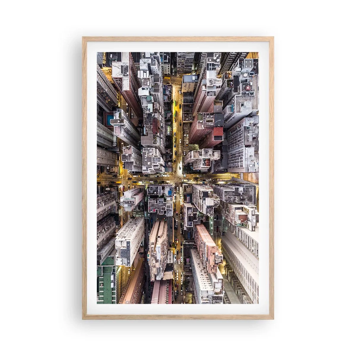 Plakat w ramie jasny dąb - Pozdrowienia z Hongkongu - 61x91 cm