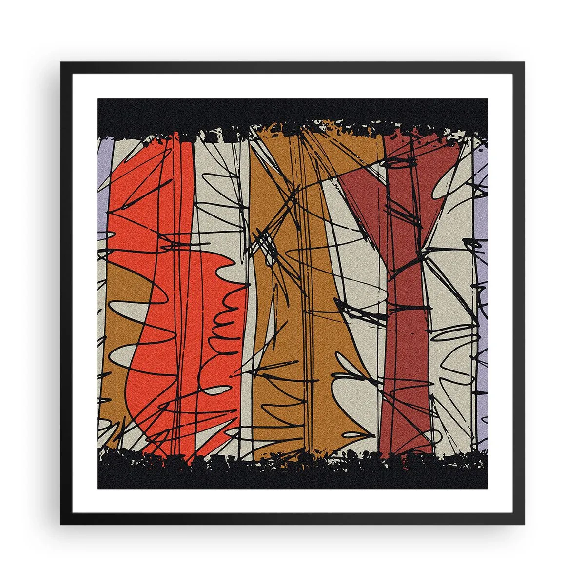 Plakat w czarnej ramie - Kompozycja spontaniczna - 60x60 cm